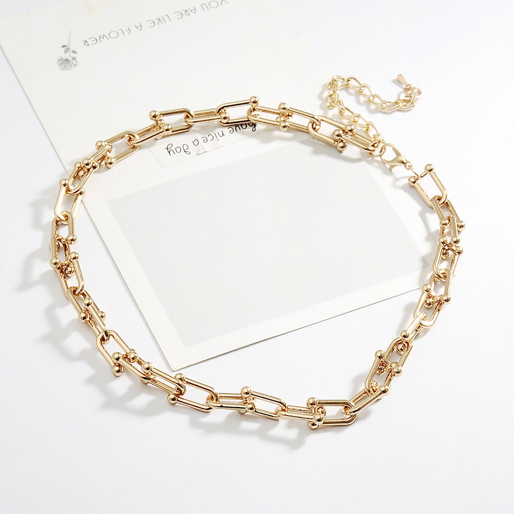Wholesale Simple U-shaped Horseshoe Buckle Bracelet Necklace and Earrings Set